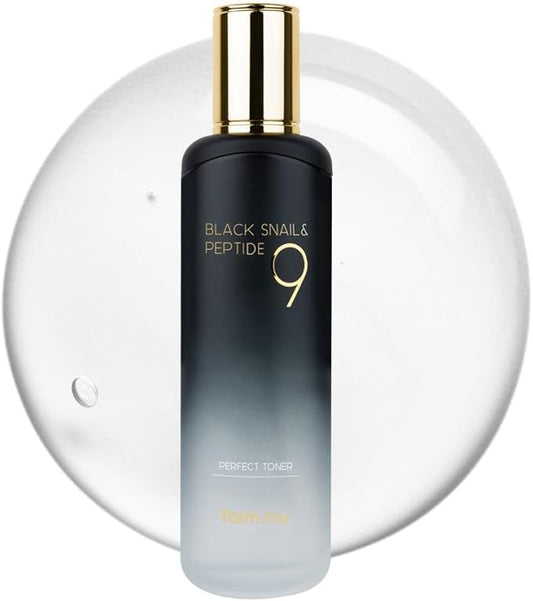 Farmstay Black Snail & Peptide 9 Perfect Toner, Snail Mucin Toner for Elastic & Glow Skin, Moisturizing & Anti-Aging, Smooths & Refine Skin Texutre, Korean Skin Care, for Women & Men, 4.05 Fl. Oz-VivaGrace Women