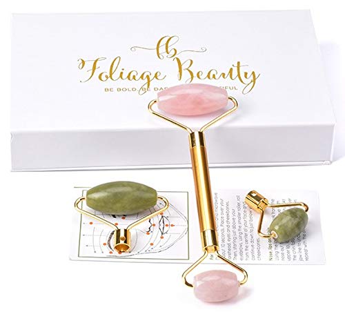 Jade Rose Quartz Roller Kit with 3 Changeable Heads | Face Facial Roller-VivaGrace Women