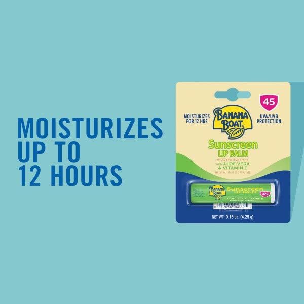 Banana Boat Aloe Vera with Vitamin E Sunscreen Lip Balm, SPF 45, 0.15 Ounces each (Value Pack of 3)-VivaGrace Women