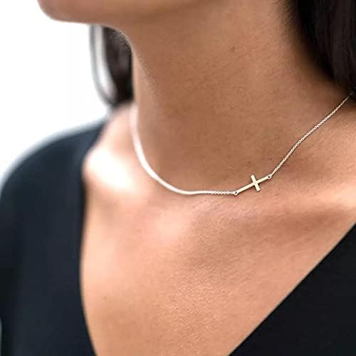 Dainty Cross Pendant Necklace Choker Necklace Chain Christian Necklaces Jewelry for Women and Girls-VivaGrace Women