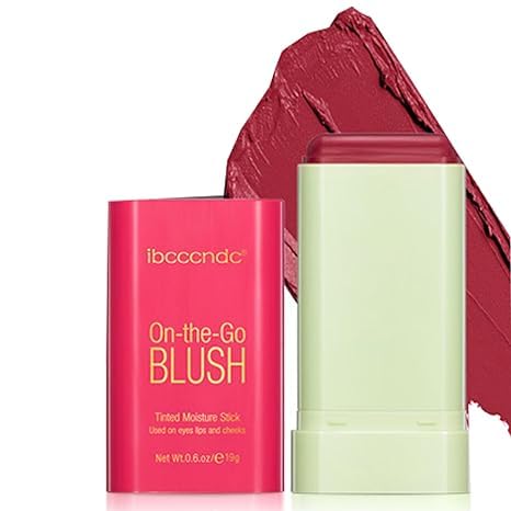 Cream Red Blush Stick,Multi-Use Makeup Milk Blush Stick,Long Lasting Natural Blush Makeup 2-in-1 Cheek and Lip Tint,Waterproof Vegan Tinted Moisturizer Matte Blush Stick for Cheeks and Lip-VivaGrace Women