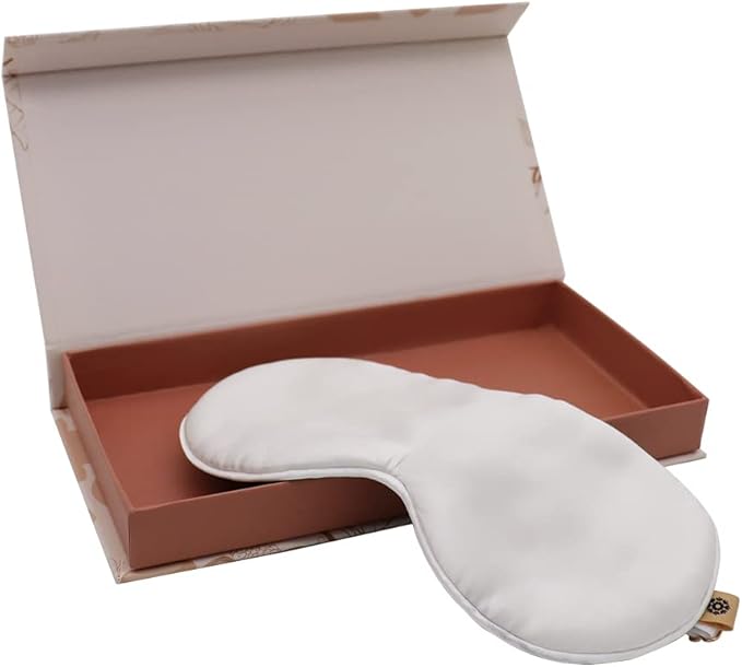 Premium Handcrafted 25 Momme Mulberry Silk Eye Mask for Sleeping (Natural White)-VivaGrace Women