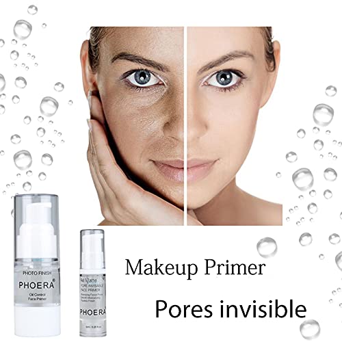2 Pcs PHOERA Setting Powder and Face Primer, Control Oil Brighten Skin Color Cover Face Setting Loose Powder。 (02 Cool Beige + makeup primer)-VivaGrace Women