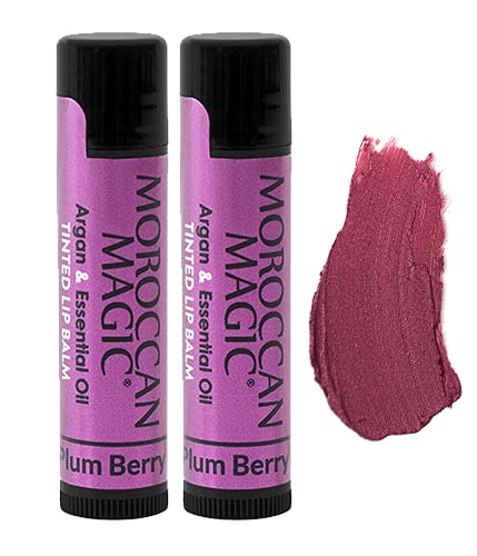 Moroccan Magic Plum Berry Tinted Lip Balm | Made with Natural Cold Pressed Argan and Essential Oils | Lip Balm | Smooth Application | Non-Toxic, Cruelty Free | 2 Pack-VivaGrace Women