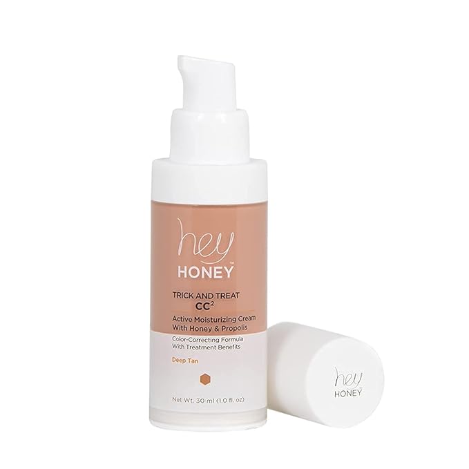 Hey Honey Trick and Treat CC² Cream SPF 46 | Active Moisturizing Color Correcting Cream with Honey & Propolis | Best Cover For Rosacea, Skin Redness & Mature Skin | Cruelty-Free | 1 oz (Deep Tan)-VivaGrace Women