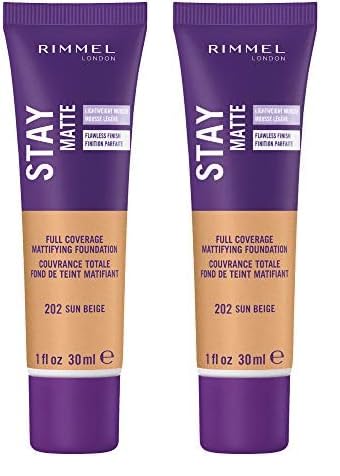 Rimmel Stay Matte Foundation, Sun Beige, 1 Fluid Ounce (B07JLMT5Z3) (Pack of 2)-VivaGrace Women