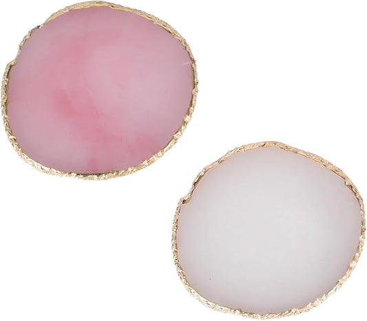 Nail Polish Palette, 2Pcs Resin Nail Art Palette, Nail Painting Mixed Color Palettes, Gold Edge Makeup Mixing Tray, Nail Supplies For Nail Techs, Nail Art Display Board(Orbicular)-VivaGrace Women