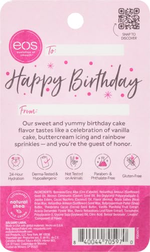 eos Natural Shea Lip Balm- Birthday Cake, All-Day Moisture Lip Care Products, 0.25 oz-VivaGrace Women