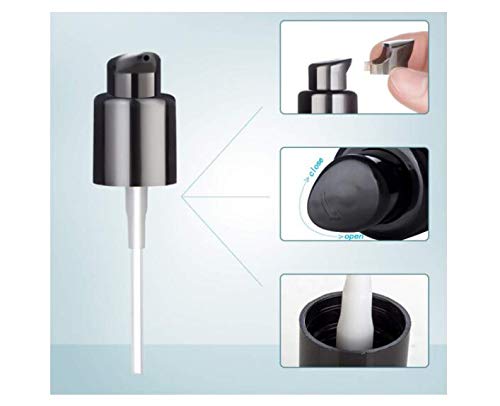 10PCS 410/20mm Plastic Replacement Pump Top Head Cosmetic Liquid Foundation Makeup Pump Replacement with Rotate Lock and Cover for Foundation Lotion Essence (Black)-VivaGrace Women