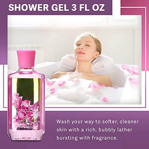 Bath & Body Care Travel Set Pea Flower Scent Home Spa Set with Body Lotion, Shower Gel and Fragrance Mist, Christmas Gifts for Her and Him-VivaGrace Women