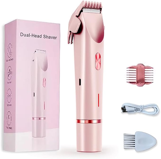2-in-1 Women's Electric Shaver, Waterproof Cordless Bikini Trimmer & Body Razor, Dual Head Pain-Free Design, Pink Galaxy (2025)-VivaGrace Women
