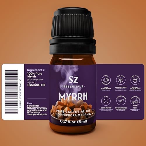 5-Year Aged Myrrh Premium Essential Oil – Rich, Earthy Aroma | Pure & Natural for Aromatherapy & Wellness - Therapeutic Grade & Vegan - 100% Pure and Natural - Undiluted - 0.17 fl oz.-VivaGrace Women