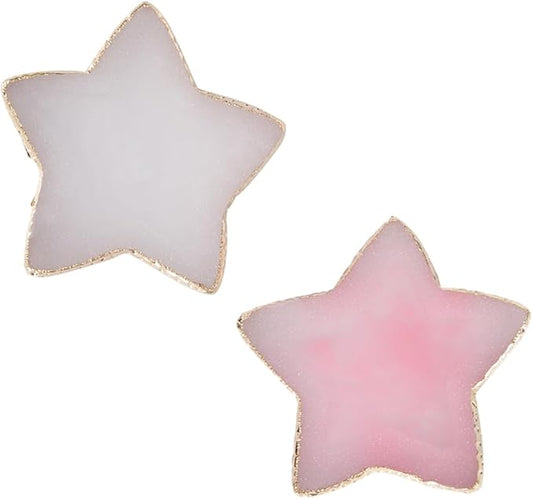 Nail Polish Palette, 2Pcs Resin Nail Art Palette, Nail Painting Mixed Color Palettes, Gold Edge Makeup Mixing Tray, Nail Supplies For Nail Techs, Nail Art Display Board(Star)-VivaGrace Women