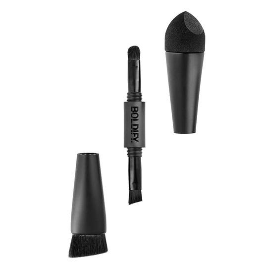 BOLDIFY Four Ended Hairline Powder Brush - Precision Hair Makeup Brush Set with Sponge Tip for Seamless Blending - Ideal as a Hair Concealer/Contour, Root Touch Up-VivaGrace Women