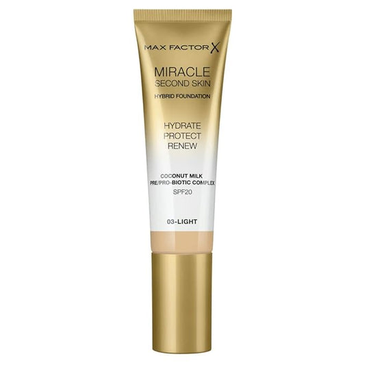 Max Factor Miracle Second Skin Foundation SPF 20-03 Light Foundation Women 1.01 oz-VivaGrace Women