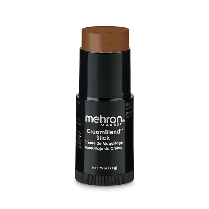 Mehron CreamBlend Stick | Face & Body Paint - Foundation Cream Makeup - Halloween Perfect - .75 oz (21 g) (Light Ebony)-VivaGrace Women
