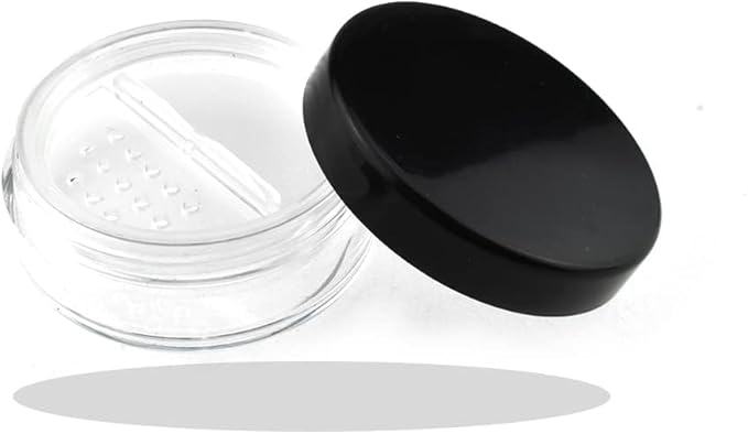 HAHIYO 2P 10ml/0.34oz Plastic Empty Travel Powder Container Small Loose Powders Compact Case Makeup Cosmetic Jar Refillable Powders Box No Leak Powder Holder with Rotatable Sifter and Black Screw Lid-VivaGrace Women