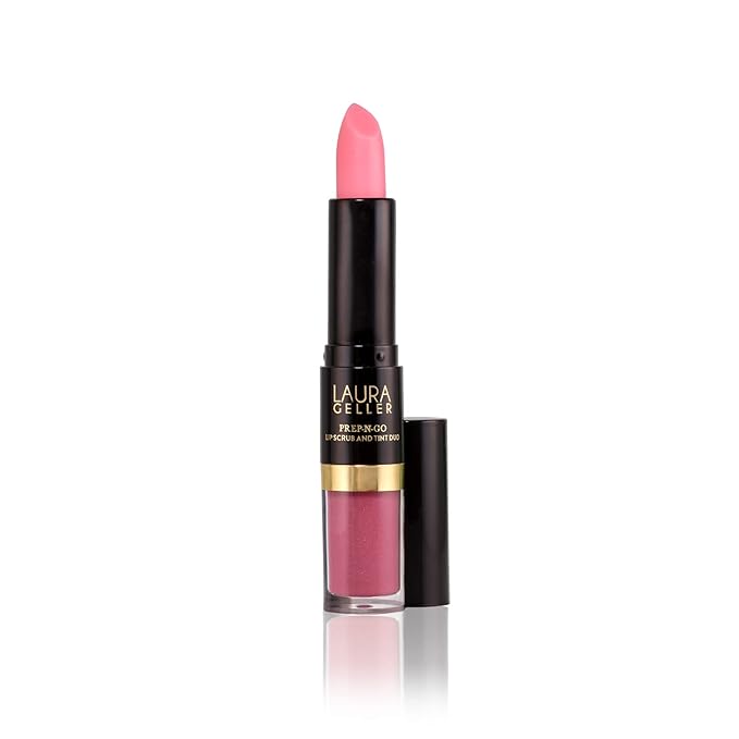LAURA GELLER NEW YORK Prep-n-Go 2-in-1 Lip Scrub and Lip Oil Tint, Lip Hydrating Oil and Exfoliator, First Place-VivaGrace Women