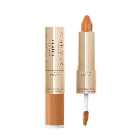 Wander Beauty Dualist Matte and Illuminating Concealer Makeup - Golden Rich - Dual-Ended Matte Concealer Stick + Liquid Concealer - Full Coverage Concealer Brightens & Hydrates Under Eyes - 0.28 fl oz-VivaGrace Women