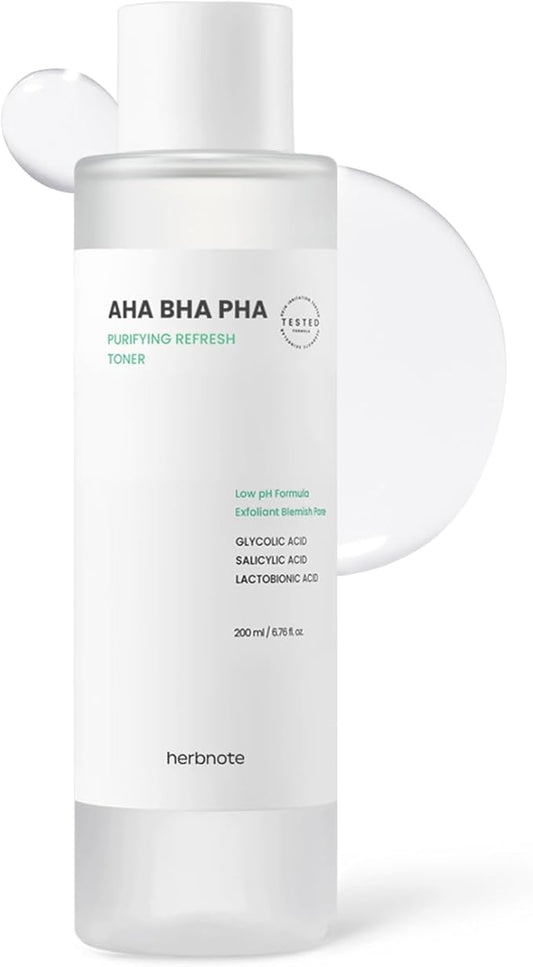 AHA BHA PHA Purifying Refresh Toner - Skin Trouble Eraser, Immediate Exfoliation & Sebum Removal - Contains Niacinamide for Breakouts - Removes Blocked Sebum & Dead Skin Cells, 6.76 f l. oz-VivaGrace Women