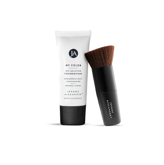 Jerome Alexander My Color Self Adjusting Full Coverage Foundation Makeup with Kabuki Brush (Light)-VivaGrace Women