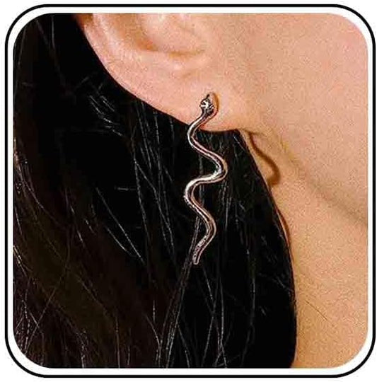 Vintage Snake Dangle Earrings Punk Snake Drop Earrings Gold Snake Stud Earrings Boho Serpent Earrings Jewelry for Women (Gold)-VivaGrace Women