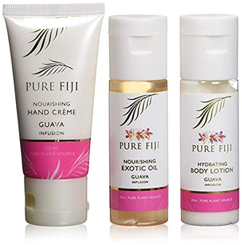 Pure Fiji Nourishing Trio, Ideal Spa Bath Gift Set for Women - Travel Kit - Includes Exotic Body Oil, Hydrating Body Lotion For Women and Nourishing Hand Cream, Guava Scent-VivaGrace Women