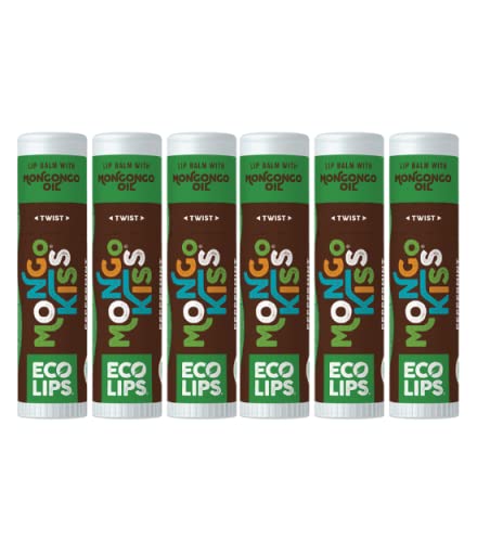LIP BALM Mongo Kiss 6-Pack (6 tubes) by Eco Lips 100% Organic Beeswax & Cocoa Butter Lip Care with Organic Mongongo Oil - Soothe & Moisturize Dry & Cracked Lips - Made in USA. (Peppermint)-VivaGrace Women
