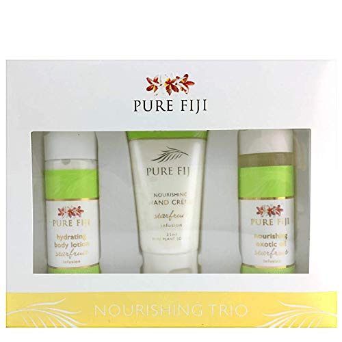 Pure Fiji Nourishing Trio, Ideal Spa Bath Gift Set for Women - Travel Kit - Includes Exotic Body Oil , Hydrating Body Lotion For Women and Nourishing Hand Cream, Starfruit Scent-VivaGrace Women