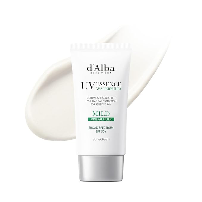 d'alba Piedmont Italian White Truffle Waterfull Mild Sunscreen, Vegan, Mineral Sunscreen, BROAD SPECTRUM SPF 50+ Non-Nano Suitable for Sensitive Skin, Korean Skin Care (1.69 fl. oz)-VivaGrace Women