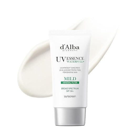 d'alba Piedmont Italian White Truffle Waterfull Mild Sunscreen, Vegan, Mineral Sunscreen, BROAD SPECTRUM SPF 50+ Non-Nano Suitable for Sensitive Skin, Korean Skin Care (1.69 fl. oz)-VivaGrace Women