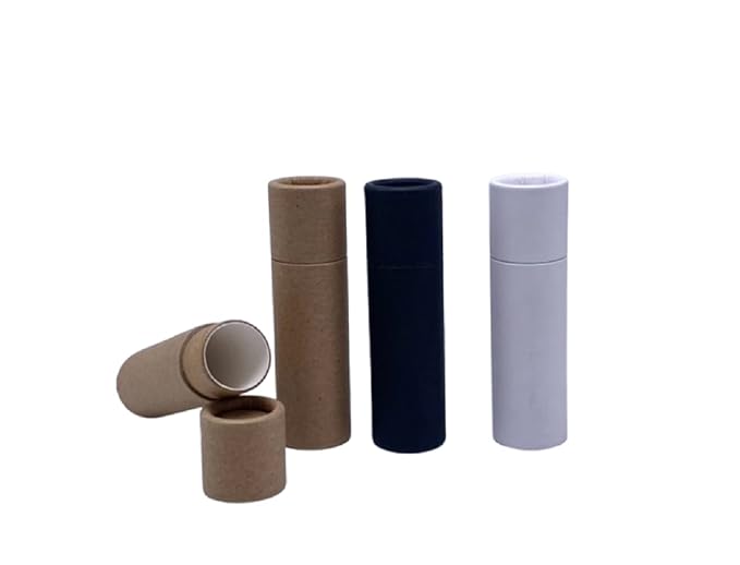 GreenWay 0.3oz / 8.5g Kraft Paperboard Lip Balm Tubes with Lids - 25 Pack Lip Gloss Tubes Refillable DIY Cosmetic Containers - Lip Balm Containers Chapstick Tubes Empty Holder Tubes - Brown-VivaGrace Women