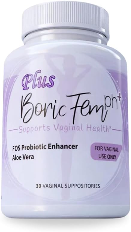 Boric Acid Vaginal Suppositories Plus Aloe Vera & FOS Probiotic Enhancer 800mg/, 30 Count All Natural Made in USA-VivaGrace Women