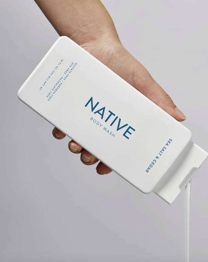 Native Body Wash Contains Naturally Derived Ingredients | For Women & Men, Sulfate, Paraben, & Dye Free Leaving Skin Soft and Hydrating | Sea Salt & Cedar 18 oz - 2 Pk-VivaGrace Women