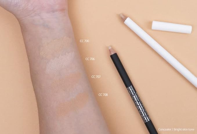 [K-Beauty Makeup] Courcelles Concealer Pencil CC706/CC707/CC708, Hard type-Natural Cover, light, medium, dark beige (CC707-Medium Beige)-VivaGrace Women