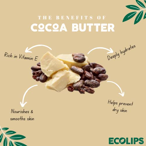 Vegan Lip Balm Sweet Mint by Eco Lips flavor 3 Pack Natural Bee Free with Candelilla Wax, Organic Cocoa Butter, & Coconut Oil Lip Care. 100% Plastic-Free Plant Pod Packaging - Made in USA-VivaGrace Women