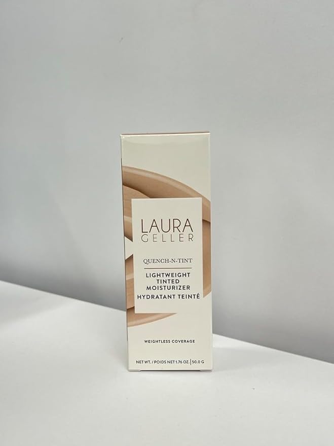 LAURA GELLER NEW YORK Quench-n-Tint Lightweight Tinted Moisturizer, Porcelain/Fair - Sheer to Light Buildable Coverage - Natural Glow Finish - Lightweight Formula - Hydratant Teinte-VivaGrace Women