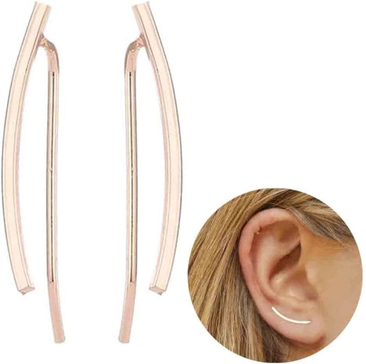 Boho Bar Ear Climber Earrings Gold Stick Studs Earrings Bar Ear Crawler Earrings Geometric Minimalist Earrings Jewelry for Women and Girls-VivaGrace Women