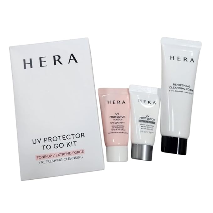 Hera Korea Skin Care Refreshing Cleansing Foam UV Protector Cream Travel Kit Mini Set of 3-VivaGrace Women