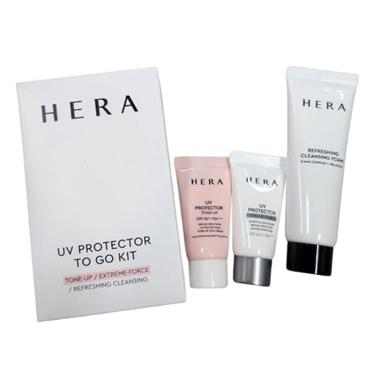 Hera Korea Skin Care Refreshing Cleansing Foam UV Protector Cream Travel Kit Mini Set of 3-VivaGrace Women