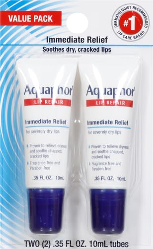 Aquaphor Lip Repair Tubes, Lip Ointment for Chapped Lips, Moisturizing Lip Balm, Two 0.35 ounce tubes-VivaGrace Women