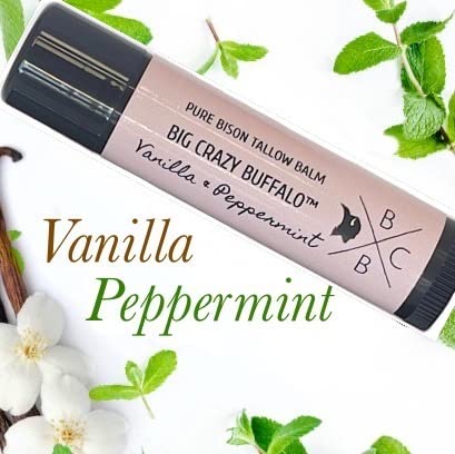 Pure Bison Tallow Lip Balm, Vanilla & Peppermint, (5 pack) - Moisturizing, Non-Habit Forming, Hydrating-VivaGrace Women
