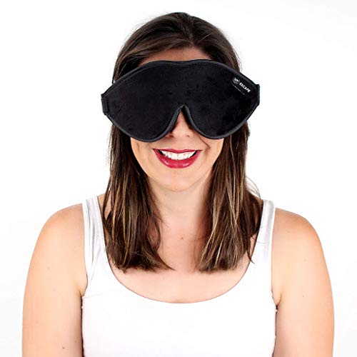 Dream Essentials - Escape 3D Sleep Mask, Earplugs and Carry Pouch Set, Molded Eye Shade for Men and Women, Contoured, Nose Bridge, Light Block, Memory Foam, Gift Set, Travel, Yoga, Blindfold - Black-VivaGrace Women