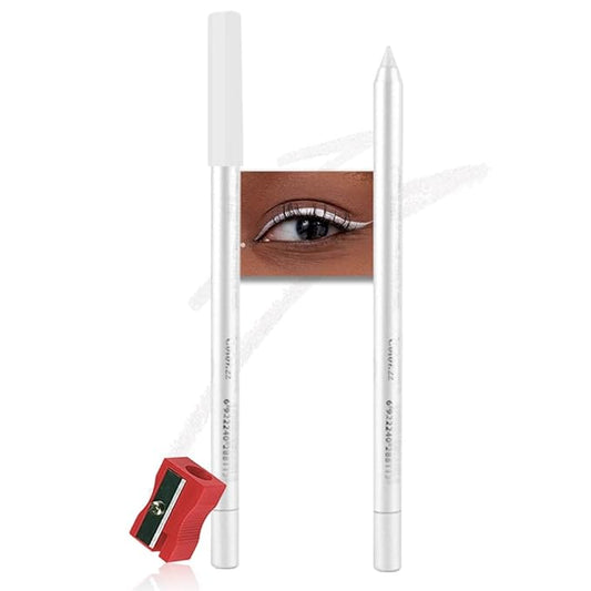 evpct Metallic White Gel Eyeliner Pencil for Women Waterline Waterproof Smudge Proof Eye Makeup Liners, White Mascara Eye Liner Gel Liner Eyeliner with Sharpener delineador de ojos contra el agua 22
