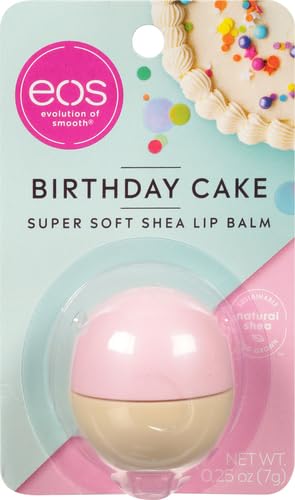 eos Natural Shea Lip Balm- Birthday Cake, All-Day Moisture Lip Care Products, 0.25 oz-VivaGrace Women