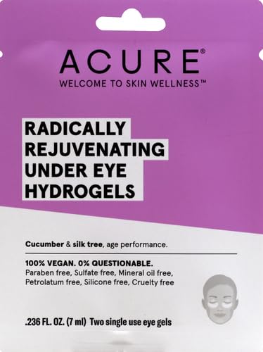 Acure Radically Rejuvenating Under Eye Hydrogel Mask, Provides Anti-Aging Support, & Silk Tree, Purple, Cucumber, 0.236 Fl Oz (Pack of 1)-VivaGrace Women
