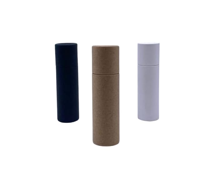 GreenWay 0.3oz / 8.5g Kraft Paperboard Lip Balm Tubes with Lids - 25 Pack Lip Gloss Tubes Refillable DIY Cosmetic Containers - Lip Balm Containers Chapstick Tubes Empty Holder Tubes - Black-VivaGrace Women