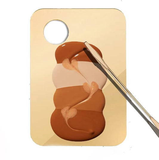 Korean Makeup Mixing Palette with Stainless Steel Picasso Spatula - Acrylic Tray for Foundation and Nail Polish - Luxury Beauty Tool for SFX Makeup & Nail Artists - Gold-VivaGrace Women