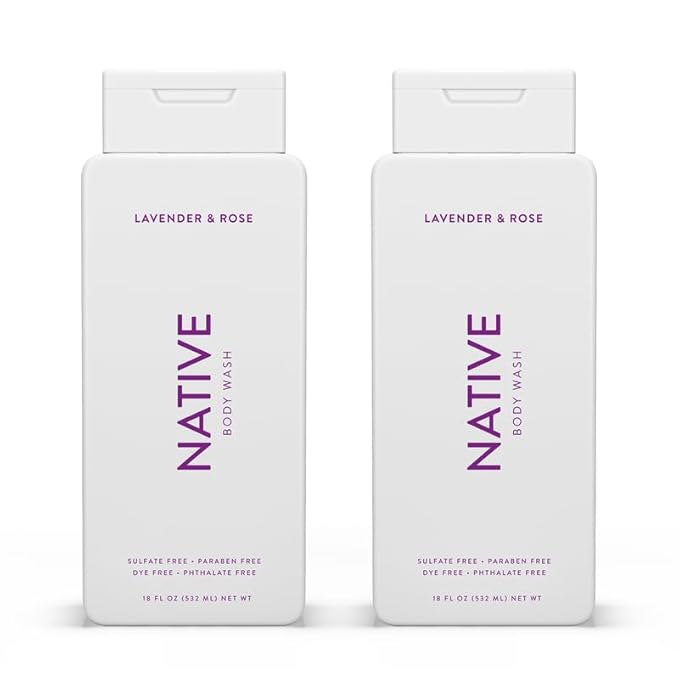 Native Body Wash Contains Naturally Derived Ingredients | For Women & Men, Sulfate, Paraben, & Dye Free Leaving Skin Soft and Hydrated | Lavender & Rose 18 oz - 2 Pk-VivaGrace Women