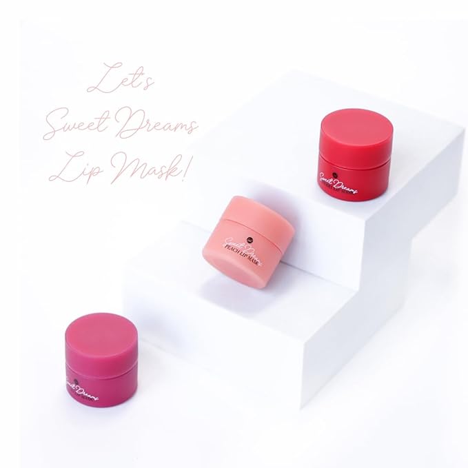 Sweet Dreams Mini Lip Mask 5g(3 Set)- Nourishing, Plumping and Hydrating Lip Balm | Vegan Lip Sleeping Mask | Korean beauty | Hyaluronic Acids + Vitamin C + Shea Butter + Antioxidants-CherryBerryPeach-VivaGrace Women